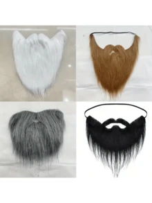 Street-Style Polyester Fake Beard Suit For Costume Parties And Halloween - Santa Long Beard And Party Beard Variety Suit