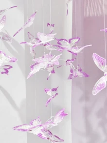 11 件/套水晶蝴蝶挂饰，粉色/紫色背景色，DIY 蝴蝶装饰用于房间装饰生日装饰派对装饰背景婚礼装饰 - 彩色 - 查看 10
