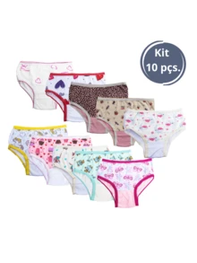 Kit Of 10 Children's Panties For Girls In 100% Cotton - Various Prints - 彩色 - 查看 1