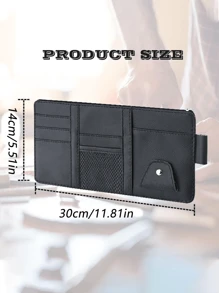 1pc Car Sun Visor Storage Bag, Leather Zippered Organizer Pouch, Multi-Function Card Holder, Suitable For Men And Women