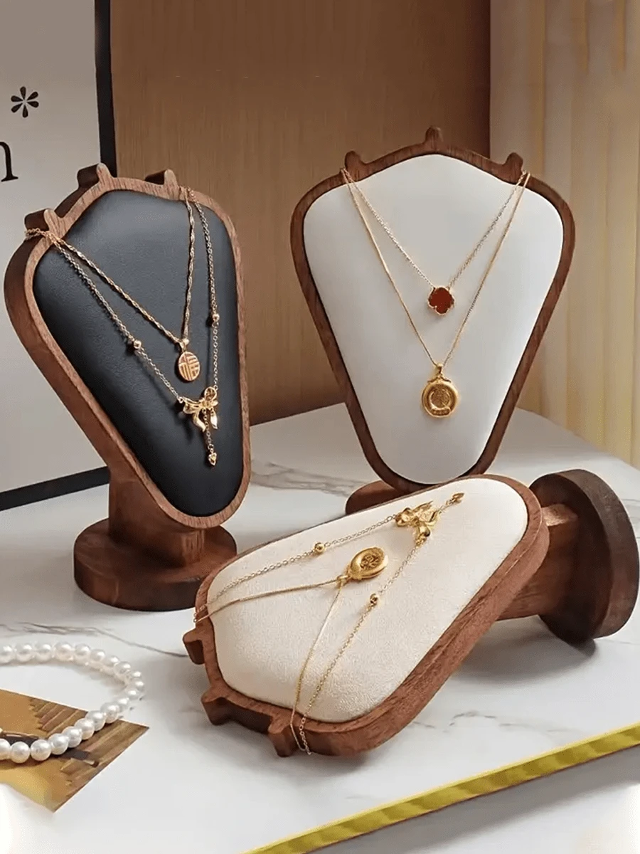 1pc Minimalist Wooden Necklace Display Holder, 3D Stand Jewelry Storage Organizer, Elegant & Practical Home Decor Summer Storage Organizer Gift,Room Decor - Multicolor - View 1