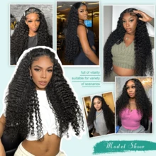 30 40 Inch Curly Human Hair Bundles Brazilian Water Deep Wave 1 3 4 Bundles Raw Hair Extensions Double Weft - Natural Black - View 7