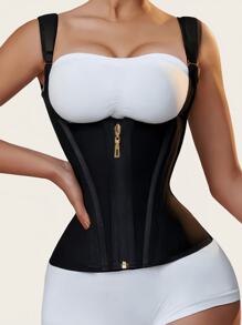 1 Pieza Faja ajustable con cierre de cremallera y correa, entrenador de cintura de látex para mujer, colombiana, control de abdomen, adelgazador, antideslizante, 3 ganchos, apto para uso diario