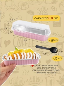50pcs Mini Loaf Pans With Lids And Fork Spoons Rectangle Individual Cake Pans Aluminum Foil Pans For Large Gatherings Picnics Vacations Parties