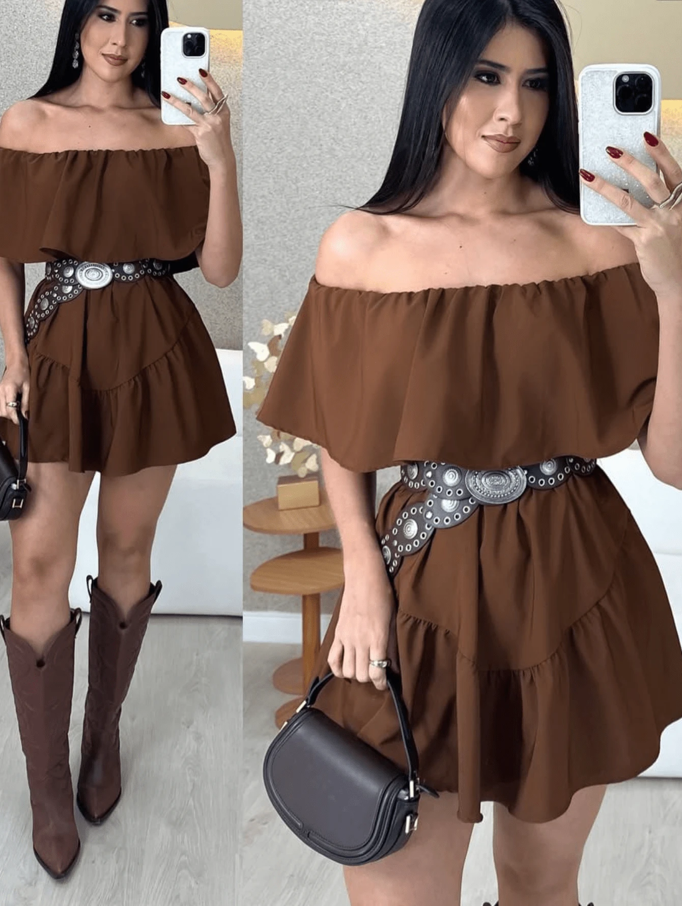Women's Jumpsuit Dress, Off The Shoulder, Loose Style, Dune Fabric, Summer Fashion. - Rỉ Nâu - Xem 1