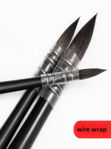 1#-3#黑檀木杆金属管尼龙刷毛画笔，尼龙刷毛弹性好，圆头设计适合多种画法，专业级水彩画用品，适合美术生，专业工具拖把刷毛刷，母亲节，妈妈的礼物，返校，学校用品 - 黑色 - 查看 6