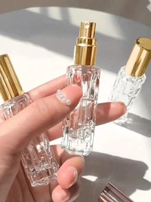 4 pezzi - 10/15ml Bottiglia da viaggio portatile per profumo, contenitore cosmetico ricaricabile trasparente con tappo artistico, perfetto per tonico, soluzione di bellezza portatile, accessori da viaggio ideali, articoli essenziali per le vacanze, piccolo profumo da donna e uomo, ideale per spiaggia