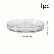 1pc 360° Rotating Clear Plastic Tray, Suitable For Makeup, Bathroom & Kitchen Organization