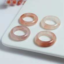 1Pc Natural Peach Gemstone Ring, Ring, Ring, Finger, Quartz Crystal Pink Gemstone Ring, High-End Fashion Ring, Fortune, Luck, Fashion Men's And Women's Jewelry, Couple Rings, Engagement Rings, Family Gifts, Christmas And Various Holiday Party Gift Rings, Crystal Gifts (Random Gift Box)