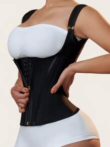 1 Pieza Faja ajustable con cierre de cremallera y correa, entrenador de cintura de látex para mujer, colombiana, control de abdomen, adelgazador, antideslizante, 3 ganchos, apto para uso diario