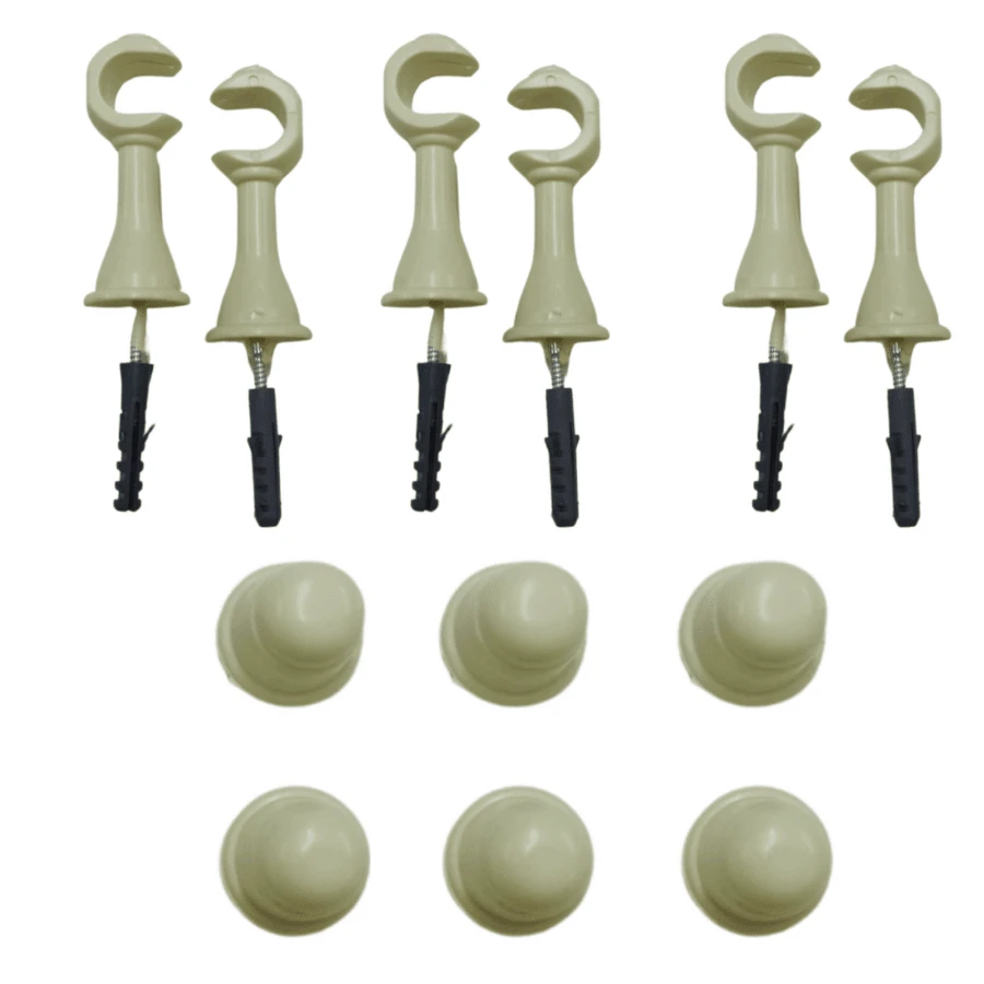 Kit With 6 Simple Curtain Rod Supports Pair With 19mm End - 稻草 - 查看 1
