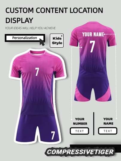 Personalized Youth Soccer Uniform Set For Boys (Ages 8-12) | Football Kit: Custom Name & Number Jersey & Shorts | Quick-Dry Team Style Sportswear