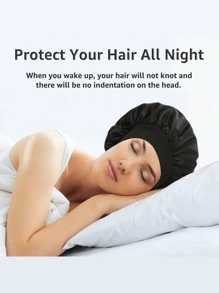 1pc Silk Bonnet For Sleeping Women Double Layer Satin Lined Hair Bonnets For Sleeping Soft Elastic Band Silk Sleep Cap For Curly Hair Home Bathroom Decor Fall Decor Back To School