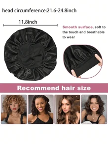1pc Silk Bonnet For Sleeping Women Double Layer Satin Lined Hair Bonnets For Sleeping Soft Elastic Band Silk Sleep Cap For Curly Hair Home Bathroom Decor Fall Decor Back To School