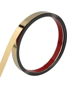 5m Cenefa decorativa moderna de acero inoxidable para pared y techo - Material de bobina pulido espejo contemporáneo, adecuado para la decoración de la sala de estar - Dorado - Ver 1