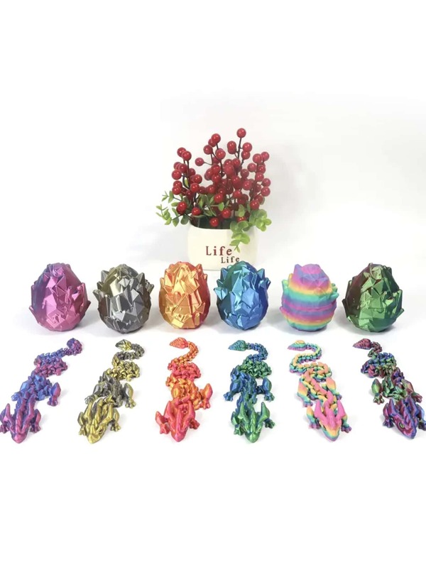 3D Printed Dragon Egg Collection - Vivid And Colorful Dragon Eggs With 3.35 Inch Dragon Statue, Suitable For Birthday, Graduation, Home Decor, Party Favor | Vivid Decoration | Complex Design, Dragon Decor [Eye Color Style Random]