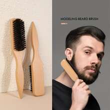 野猪鬃毛光滑后梳发刷，适用于光滑马尾发髻和抚平婴儿头发、飞散、边缘控制 - 后梳和梳理发刷，带宽鼠尾，可用于分区和分缝、发刷、梳子、美发工具、美发产品和配件，适用于理发沙龙美容旅行必需品 - 黃色 - 查看 3