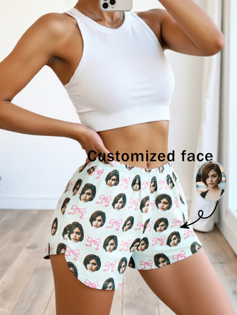 Women's Shorts With Personalized Photo/Portrait/Face Replacement Graphic, Lightweight Breathable Comfortable Fabric, Great Gift For Friends, Partners, Parties, Mother's Day, Christmas