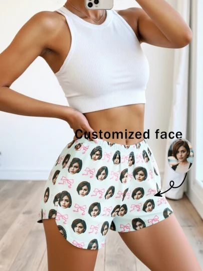 Women's Shorts With Personalized Photo/Portrait/Face Replacement Graphic, Lightweight Breathable Comfortable Fabric, Great Gift For Friends, Partners, Parties, Mother's Day, Christmas