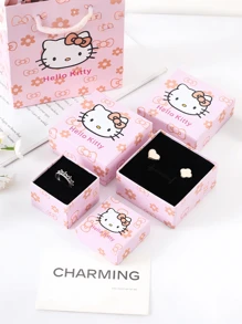Sanrio 1pc Sanrio Hello Kitty Deluxe Jewelry Storage Gift Box. Sua aparência é requintada e pode ser usada para embrulhar colares, anéis, brincos e acessórios. É adequado para festas, festivais, cenários de propostas e é um excelente presente para amigos, exalando charme e uma vibração.