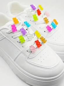 (Random Shipping) 10/20/30/50/100pcs Resin Luminous Glow-In-The-Dark Cute Cartoon Bear DIY Shoe Decorations