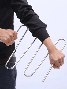1pc/2pcs 5-Layer Clothes Hanger, Stainless Steel Non-Slip Pants Hanger For Home, Stainless Steel S-Shaped Anti Slip Pants Rack, Five Layer Pants Storage Rack, Multifunctional Snake Shaped Clothes Rack, Bathroom Towel Rack