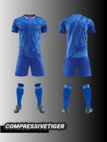 Personalizowany młodzieżowy zestaw strojów piłkarskich dla chłopców (w wieku 8-12 lat) | Strój piłkarski w stylu Chelsea: spersonalizowana koszulka z imieniem i numerem oraz spodenki | Szybkoschnąca odzież sportowa w stylu drużynowym