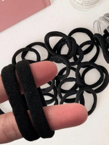 50 Stück/Glas hochelastische Haargummis für Damenfrisuren, Haargummis, Haargummibänder, Scrunchies, Haarseile, Fitness- und Sportoutfit Haarband Kopfzubehör - Schwarz - Übersicht 6