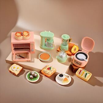 12pcs/6pcs/1pc Dollhouse Miniature Kitchen Furniture Set, Including Oven, Rice Cooker, Juicer, Coffee Maker, Egg Cooker, Microwave Oven, Juicer, Steamer, Miniature Appliances For Doll House Decor