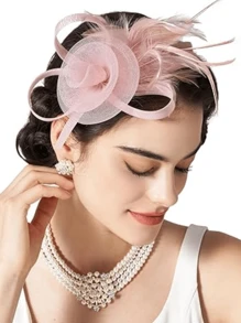 1Pc Fascinator Hat Headpieces Feather Tea Party Hat For Women Horse Racing Kentucky Derby Hat For Women&Girls