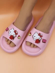 Hello Kitty Girls' Slippers, Cartoon Shoes, Anti-Slip, Cute Cartoon Indoor Bathroom Shower Shoes, Beach Sandals, Children | Sanrio Shoes - Dusty Pink - View 7