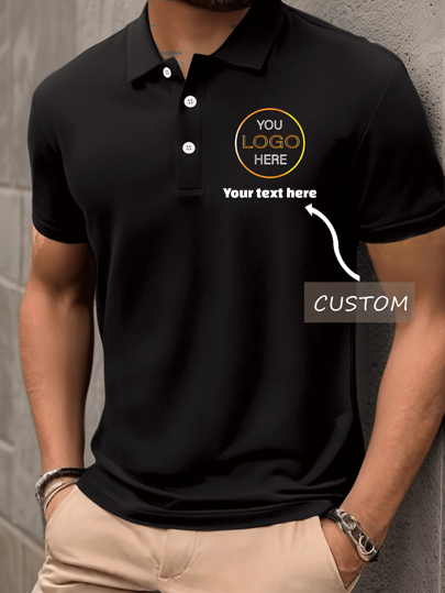 Customized Personalized Men's Polo Shirts Top, Upload You Pictures Or Logo Can Automatically Remove Background, Personalized Text, Birthday Gifts, Business, Workwear, Team, Anniversary/Wedding/Souvenir (Selfie/Family Photo/Couple Photo/Landscape), Minimal Chic, Personalized, Customized, Custom, Unique, Guy Costumes, Capsule Wardrobe, Men Basic/Street Style, Ideal Gifts For Him, Boyfriend, Family, Friends, For Birthdays, For Vacation/Holiday, For School/Competition, For Sports/Climbing, Chic Autumn