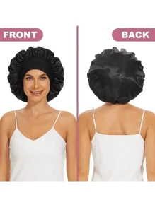 1pc Silk Bonnet For Sleeping Women Double Layer Satin Lined Hair Bonnets For Sleeping Soft Elastic Band Silk Sleep Cap For Curly Hair Home Bathroom Decor Fall Decor Back To School