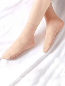 10/20pcs Solid Color Crew Socks, Casual Wear For Daily Life And Home,It Is The Perfect Gift For Christmas Or Valentine's Day - Beige - View 9