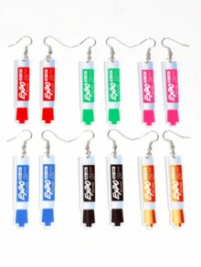 1 Cặp Bông tai thời trang & đáng yêu bằng Acrylic dành cho giáo viên, bút dạ màu, bút bảng trắng, thích hợp để phụ nữ đeo hàng ngày - Đồ dùng dạy học của giáo viên - Xem 1