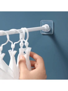 2 piezas/1 pieza Barra de cortina ajustable en longitud sin perforación, barra de cortina de ducha - Barra de cortina de ventana extensible de hierro simple para cocina, baño, armario, estantería para zapatos