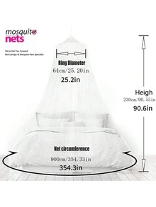 1pc White Bed Canopy With Hanging Hook - Universal Mosquito Net For Double/Queen Beds, Kids' Nursery & Master Bedroom Decor, 360° Insect Protection For Baby, Kids & Adults, Boho Wedding Canopy Curtains (Summer Bedding Accessories) - White - View 9