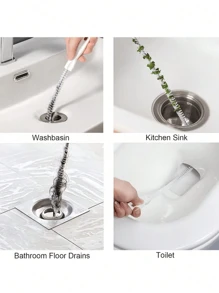 1pc/3pcs Drain Cleaning Tool Set, Including Flexible Drain Uncloggers And Brushes, Hair Clog Uncloggers For Sinks, Showers And Bathtubs, Effectively Captures Hair And Cleans Pipes In Kitchens And Bathrooms Home Bathroom Decor Back To School
