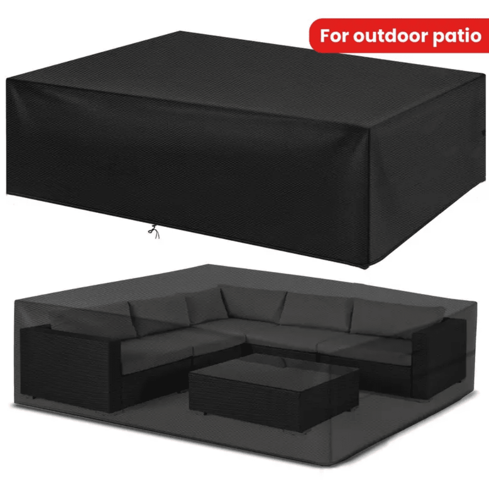 4 piezas Cubierta para muebles de exterior a prueba de agua y viento con correas con hebilla y cordón ajustable - para sofá, 2 sillas y mesa de centro - adecuado para sala de estar, patio, balcón - perfecto para proteger los muebles de los elementos [talla grande de 100 tamaños de fundas de polvo para muebles, puedes elegir]