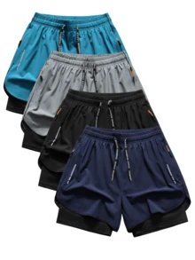 3-Inch Men's Summer Outdoor Running Shorts, Quick Dry & Breathable Lining, Marathon, Training, Fitness - Navy Blue - View 1