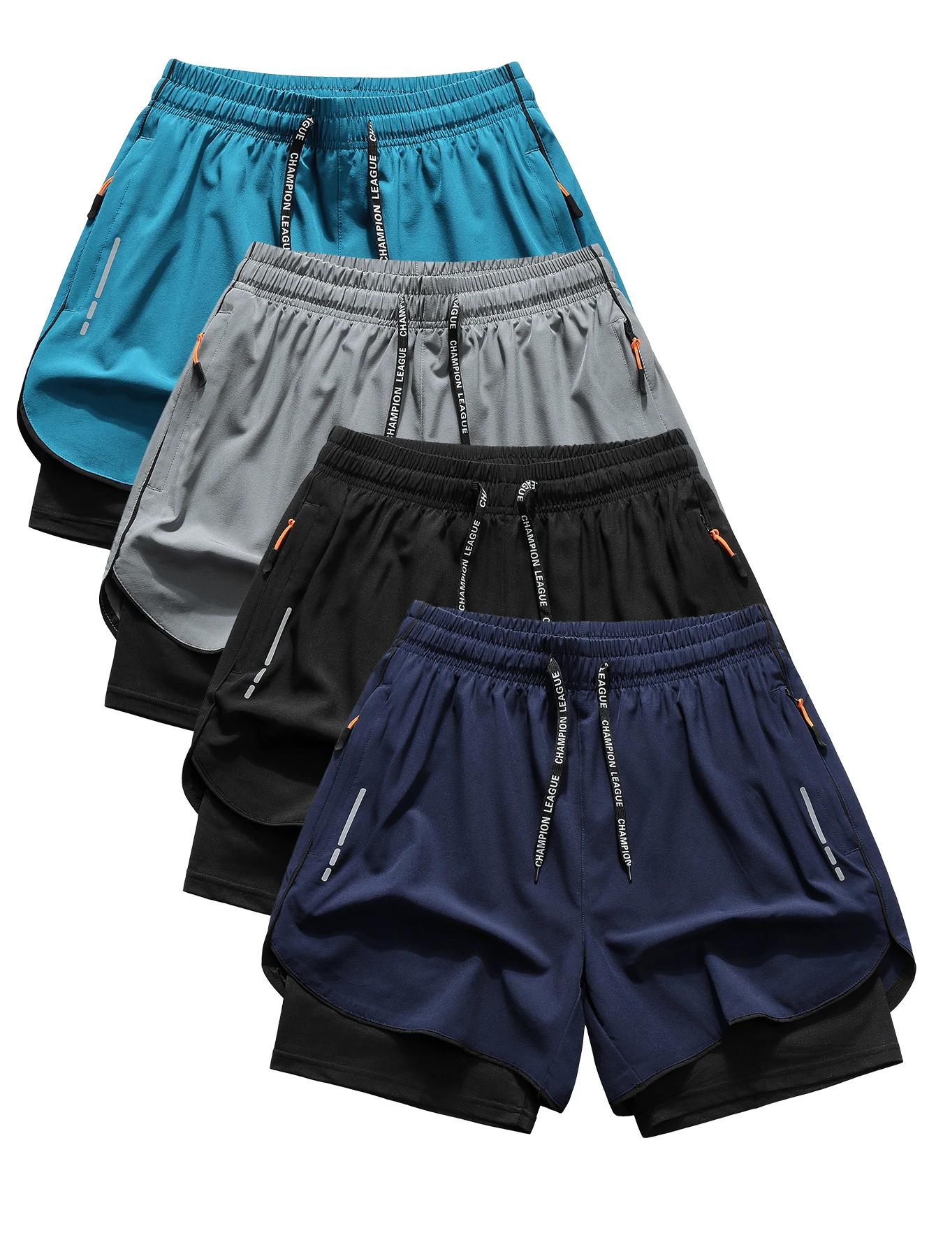 3-Inch Men's Summer Outdoor Running Shorts, Quick Dry & Breathable Lining, Marathon, Training, Fitness - Navy Blue - View 1