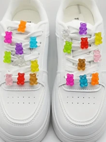 (Random Shipping) 10/20/30/50/100pcs Resin Luminous Glow-In-The-Dark Cute Cartoon Bear DIY Shoe Decorations