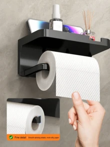 Easy To Install, No Drilling Wall, No Punching Hanging Toilet Paper Holder With Phone Holder - Toilet Paper Box Roll Tissue Holder Storage Rack, Toilet Paper Holder Wall Mounted, Bathroom Storage Rack,Wedding Decoration,Xmas Decoration,Birthday Decoration,Birthday Gift,Christmas Table Decorations,Christmas,Christmas Decorations,Christmas Gifts - Multicolor - View 4