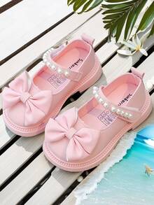 Girls' Waterproof Lightweight Flat Loafers, Princess British Style Penny Shoes, New Thick Sole Girls Casual Leather Loafers, Anti-Slip British Style Color Children Platform Shoes, Princess Glossy Flat Oxfords For Girls, All Seasons - Baby Pink - View 6