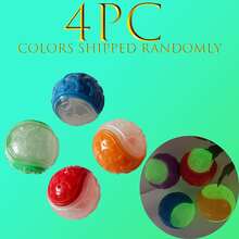 4 件/套耐用硅胶吱吱作响狗球 - 适合所有犬种，互动训练和取物玩具，耐咀嚼，兼容球发射器，无需电池 - 多种颜色