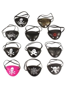 Parche de ojo de plástico decorativo para fiesta de disfraces de piratas, diseño de cíclope y calavera para Halloween - Multicolor - Ver 1