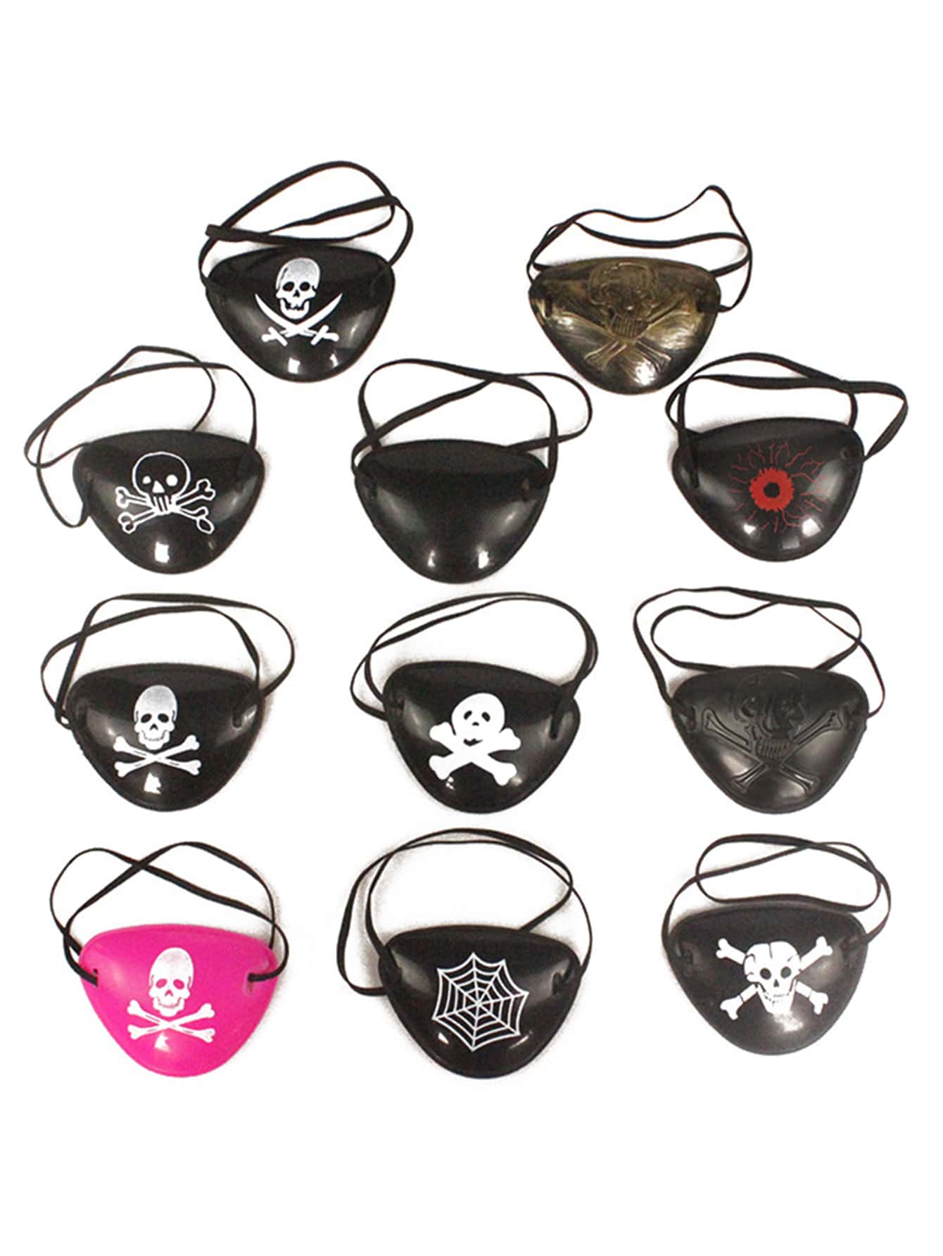Parche de ojo de plástico decorativo para fiesta de disfraces de piratas, diseño de cíclope y calavera para Halloween - Multicolor - Ver 1