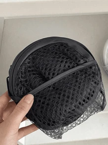 1 pieza Cesta de lavandería plegable en blanco y negro con asa y bolsillo lateral, gran capacidad, cesta de lavandería emergente con asa - Cesta de lavandería plegable de malla para almacenamiento de ropa sucia - Solución doméstica conveniente Útiles escolares Accesorios escolares Vuelta al colegio