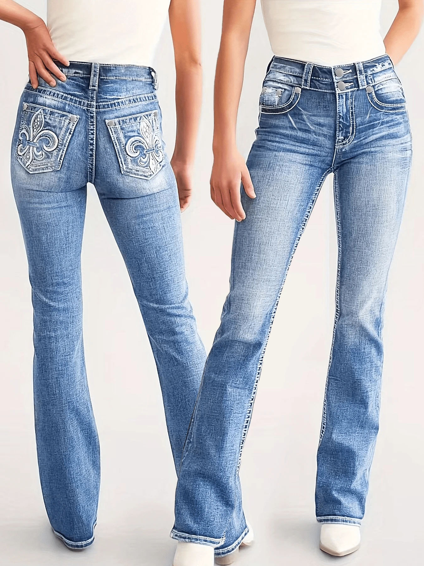 New Women Embroidery Slim Fit Flare Pants