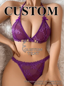 Lencería personalizada al estilo europeo y americano, conjunto de lencería transparente con encaje sin espalda para mujer, ropa interior sexy, regalo para el Día de San Valentín, aniversario